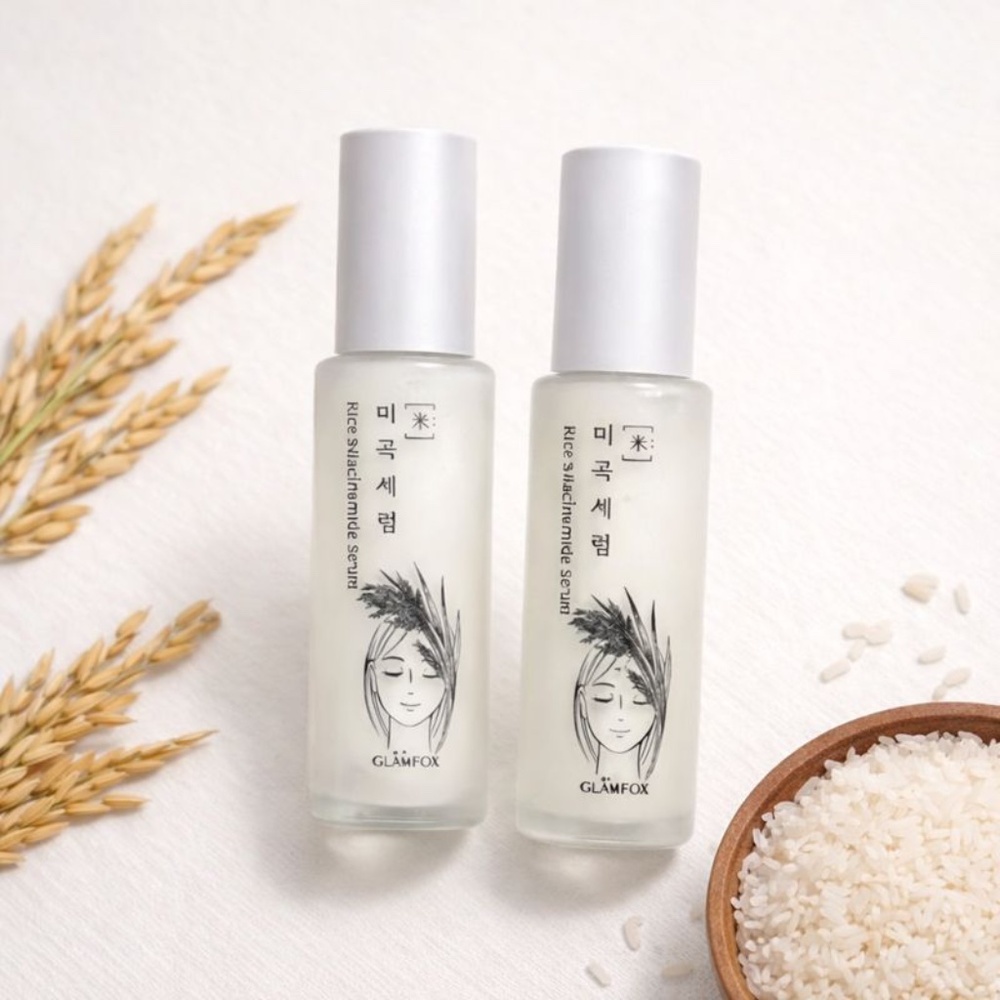 Lot of 2 Glamfox Rice Niacinamide Serum 1.7oz K-Beauty Moisturizing Skincare